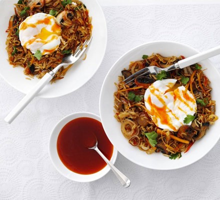 Nasi goreng with poached egg