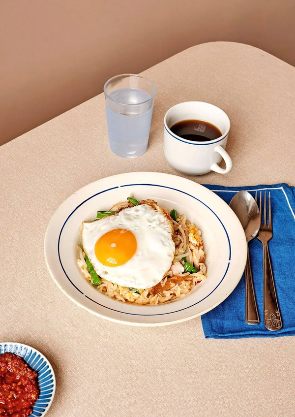 Nasi goreng with smoked mackerel