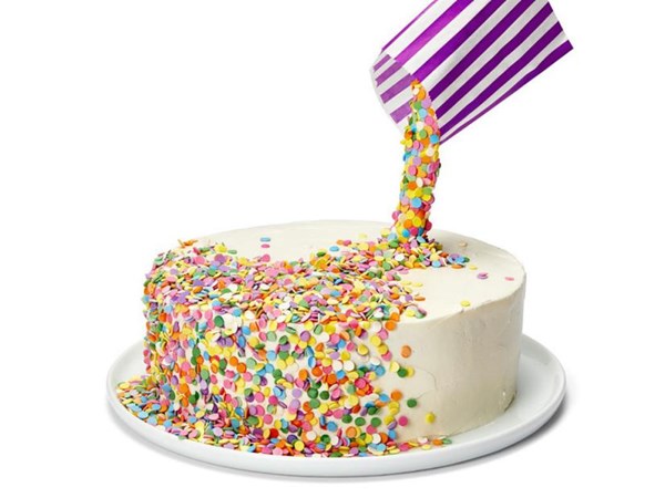 Natasha's confetti gravity cake [Natasha Jiwani]