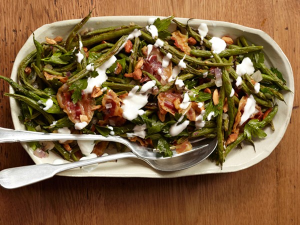 Nate Appleman's roasted green beans with pancetta yogurt