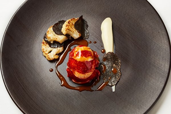 Native lobster tail with cauliflower and truffle
