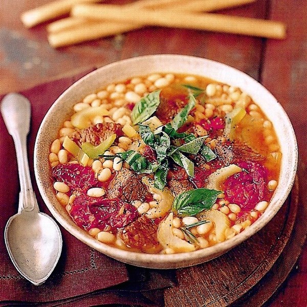 Navy bean soup with rosemary and smoky ham hocks