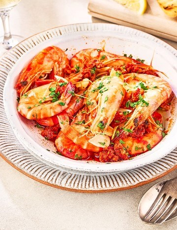 'Nduja prawns with focaccia