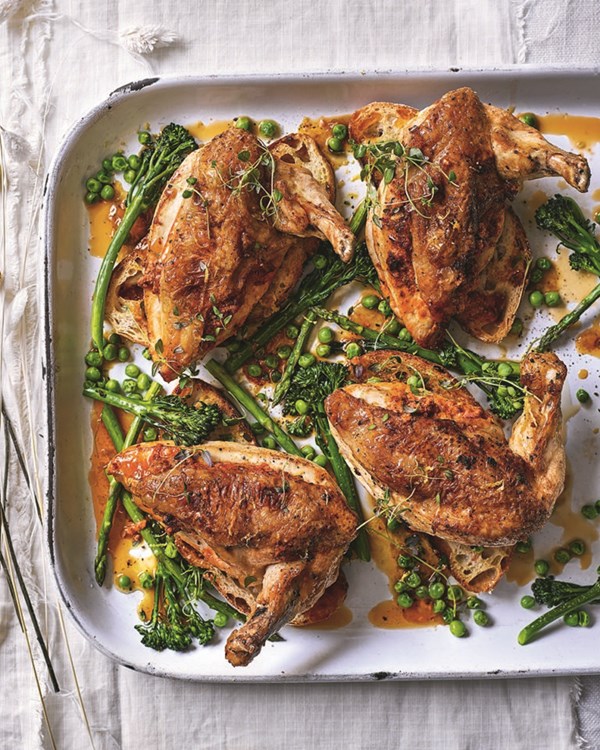 'Nduja, ricotta and lemon stuffed chicken with sourdough and greens 