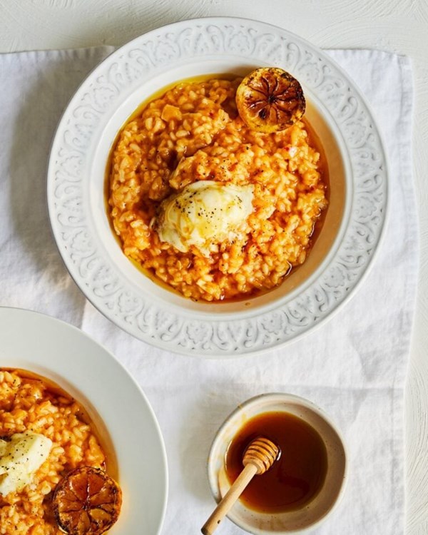 ‘Nduja risotto with bunt lemon honey