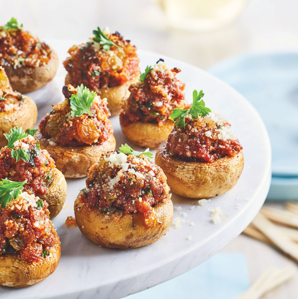 'Nduja-stuffed mushrooms with golden raisins