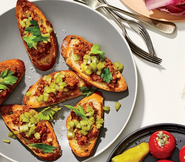 'Nduja toasts with quick-pickled celery