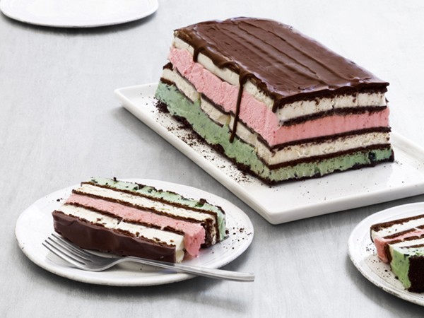 Neapolitan ice cream sandwich cake