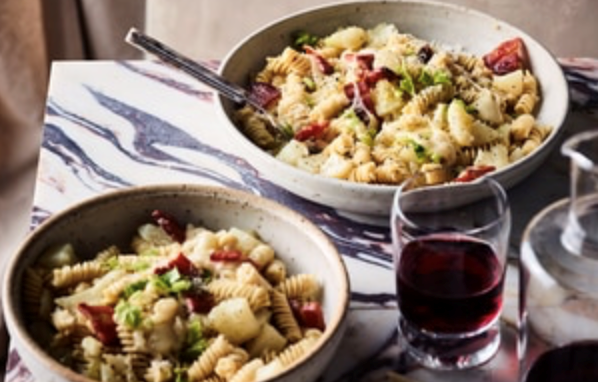 Neapolitan pasta with patate and provola