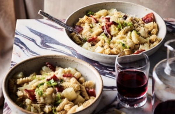 Neapolitan pasta with patate and provola