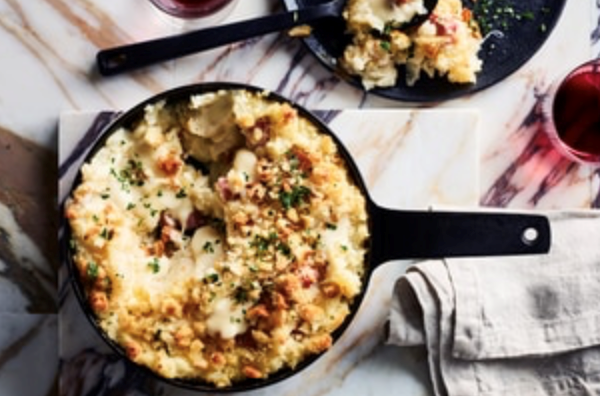 Neapolitan potato flan (Gattò di patate) with pancetta and Fontina