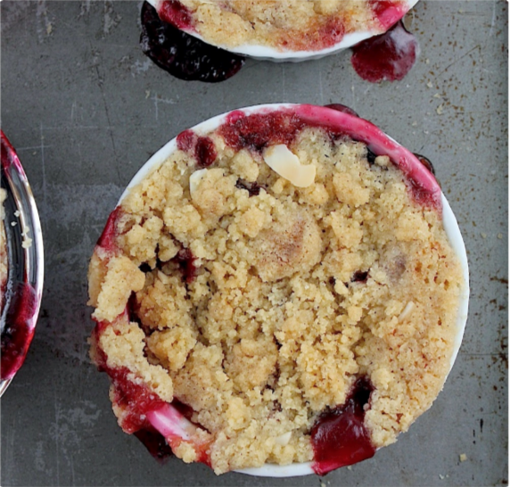 Nectarine & cherry crumble