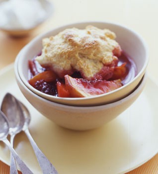 Nectarine and blackberry cobbler