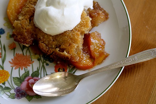 Nectarine and cream cobbler