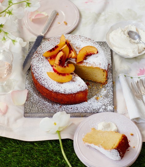 Nectarine and Marsala polenta cake with Marsala mascarpone