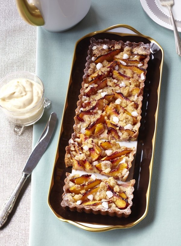 Nectarine and polenta tart