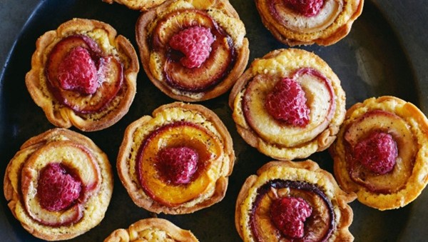 Nectarine and raspberry frangipane tarts