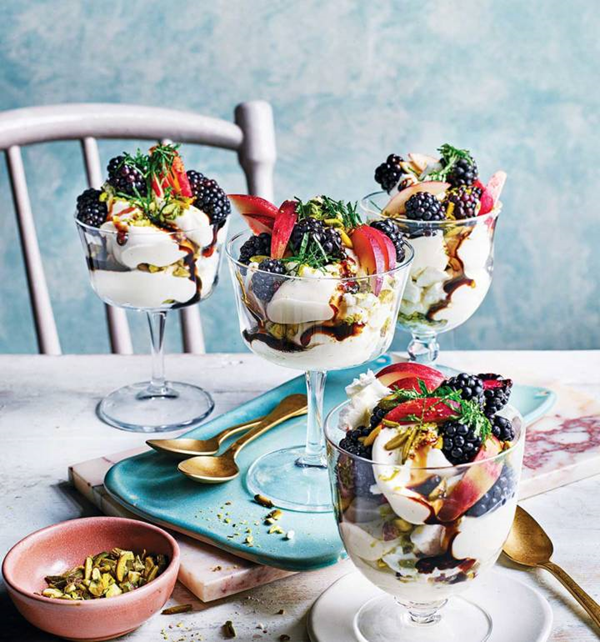 Nectarine, blackberry and cardamom Eton mess