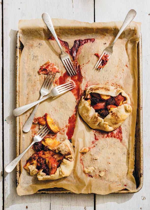 Nectarine-blackberry free form tarts