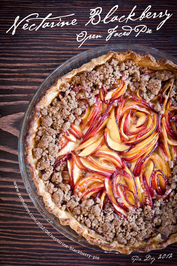 Nectarine blackberry open faced pie