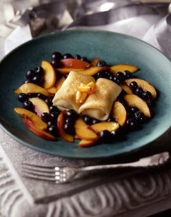 Nectarine blueberry blintzes