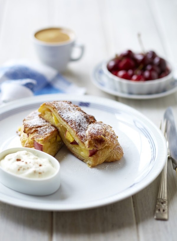 Nectarine French toast with cherries