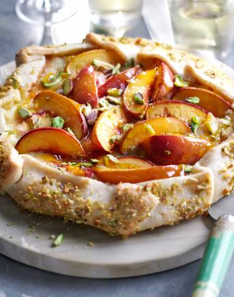 Nectarine pistachio tart