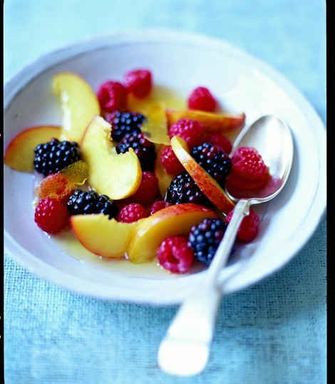 Nectarine, raspberry and blackberry fruit salad