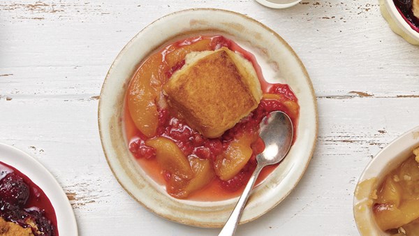 Nectarine-raspberry cobbler