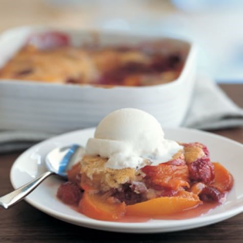 Nectarine-raspberry cobbler