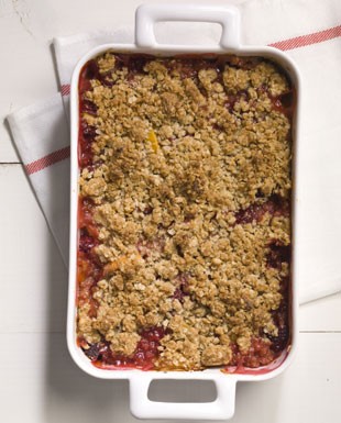 Nectarine-raspberry crisp with spiced-oatmeal crumb topping