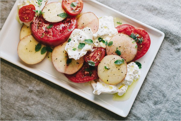 Nectarine, tomato + burrata Caprese