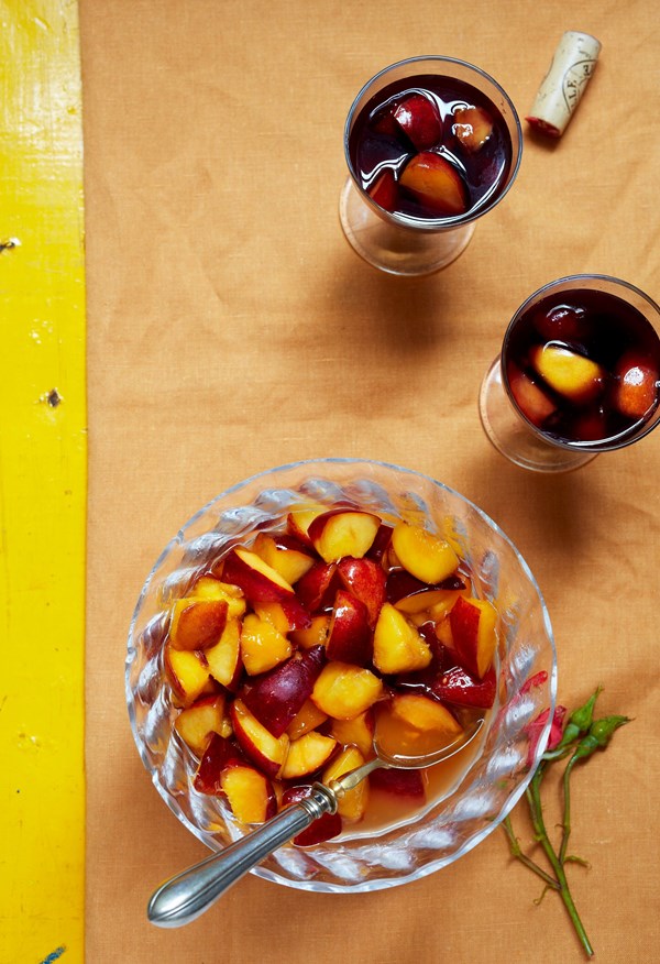 Nectarines in wine