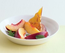 Nectarines with ricotta-vanilla cream and pine-nut brittle