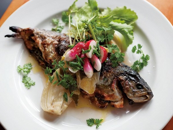 Ned Ludd's stuffed ruby trout, fennel, scallions, and herbs (Cook the Book)