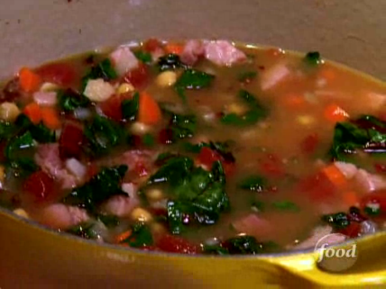 Neely's chickpea, ham and Swiss chard soup