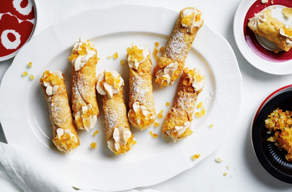 Negroni cannoli with candied orange