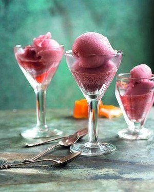 Negroni sorbet with blood orange & pomegranate