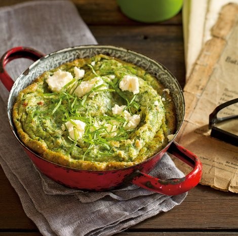 Nettle & sorrel soufflé omelette with feta