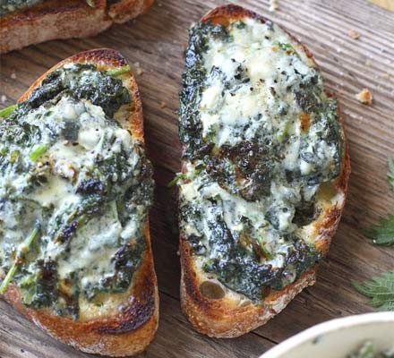Nettle and blue cheese rarebit