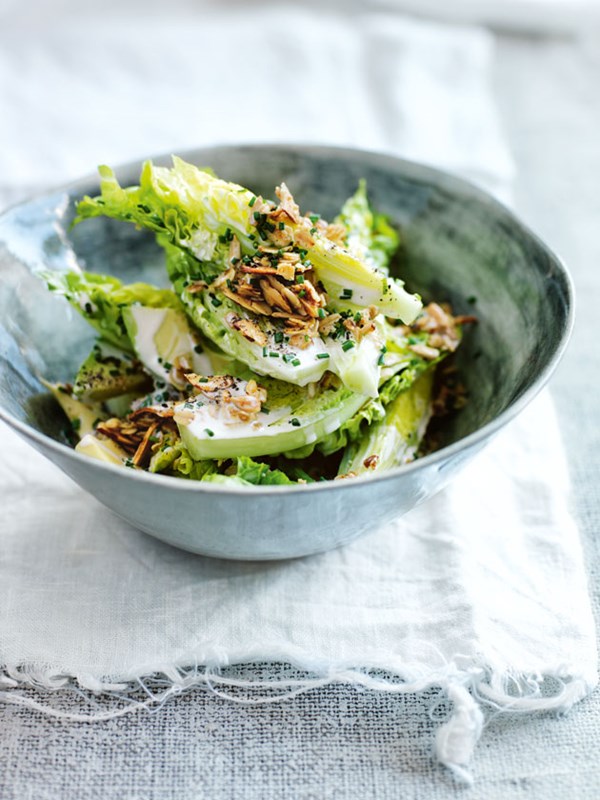New Caesar salad with oat croutons