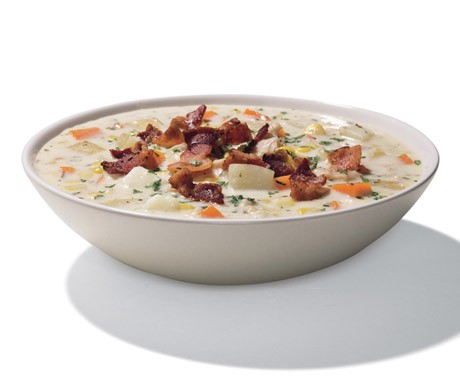 New England clam and corn chowder with herbs