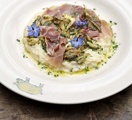 New Forest mushroom and coppa risotto