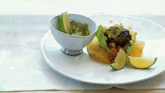 New Mexican burger with smoky guacamole and sweet potato mole