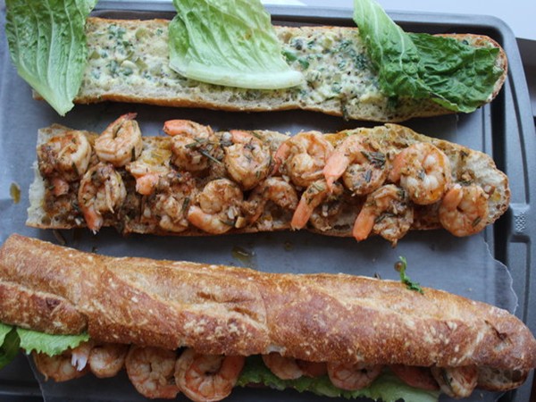 New Orleans-style barbecue shrimp po' boy