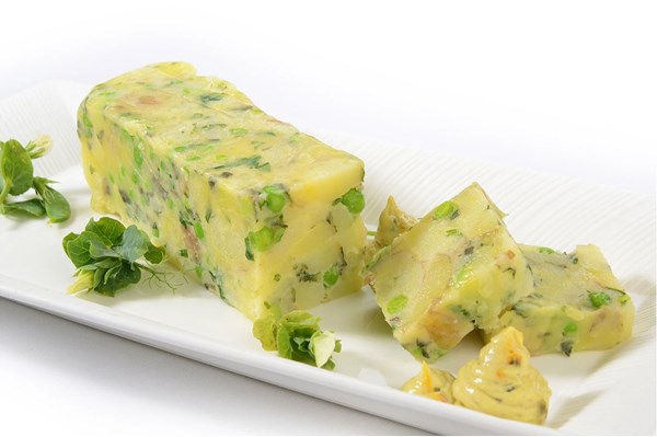 New potato & pea presse with wild garlic mayonnaise [Frances Atkins]