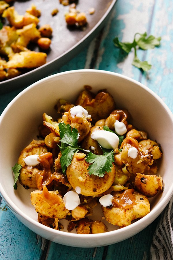 New potato and chickpea chaat