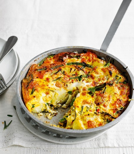 New potato, bean and mozzarella frittata