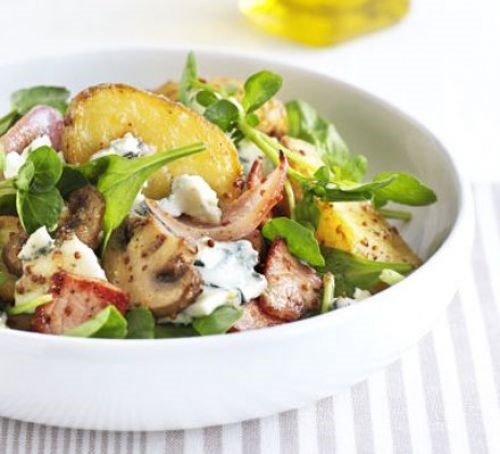 New potato salad with bacon & blue cheese