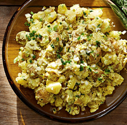 New potato salad with spring onions
